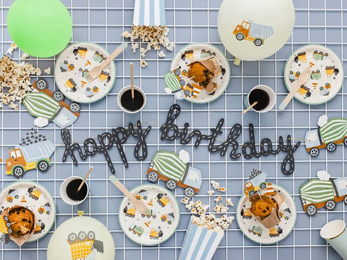 Happy Birthday banner de hârtie Construcție - 1 buc.