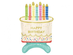 Happy Birthday Cake balon vertical din folie - 33 x 48 x 24 cm - 1 buc.