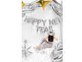 Baloane din folie Happy New Year argint - 35 cm înălțime