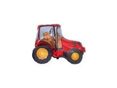 Tractor roșu balon cu băț de folie - 26 x 31 cm - 1 buc.