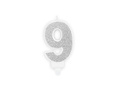 Lumânare numerică cu sclipici - 9 - 1 buc.