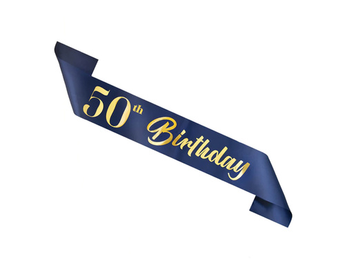 50th Birthday sash albastru marin - 1 buc.