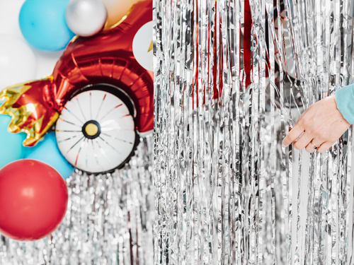 Perdea - Perdea de ușă argintiu metalic - 200 cm x 100 cm