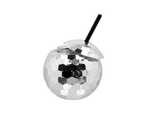 Pahar disco argintiu cu pai - 1 buc.