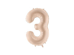 Balon din folie numărul 3 bej închis - 72 cm - 1 buc.