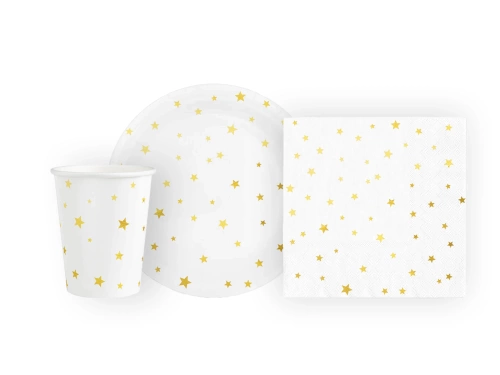 Set de hârtie albă cu stele aurii - 22 buc.