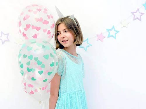 Baloane transparente Inimi roz - 30 cm - 6 buc.