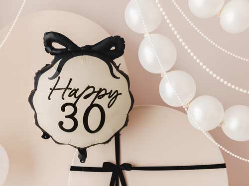 Balon din folie cu fundiță Happy "30" - 47.5 x 45 cm - 1 buc.