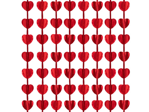 Perdea de inimi roșu - 100 x 200 cm - 1 buc.