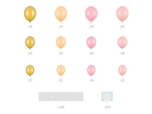 Ghirlandă cu baloane aurii roz cu cadru de inimă - 104 elemente