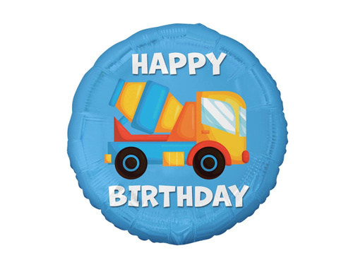 Fericit ziua de naștere balon de folie camion de beton - 46 cm