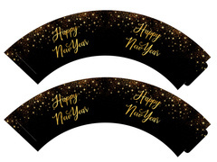 Garnituri strălucitoare pentru cupcakes Anul Nou Fericit - 6 buc.