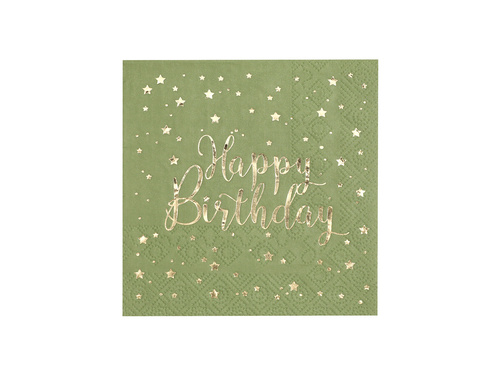 Șervețele de măsline Happy Birthday - 25 cm - 20 buc.