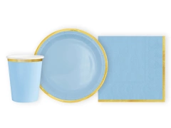Set de hârtie albastră cu margine aurie - 22 buc.