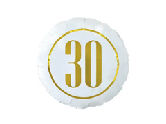 Balon de folie pentru a treizecea aniversare alb - 46 cm - 1 buc.