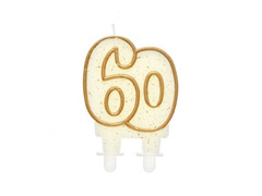 Lumânare aniversară 60 de ani cu margine aurie - 1 buc.