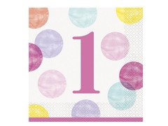 Șervețele aniversare Birthday Dots - 33 cm - 16 buc.