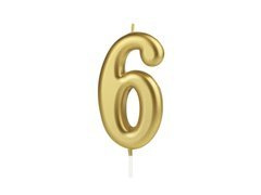 Lumânare cu număr auriu - 6 - 1 buc.