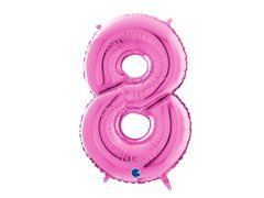 Balon din folie numărul 8 fuchsia - 66 cm - 1 buc.