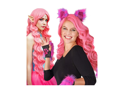 Peruca de păr de vis roz cu bucle spiralate