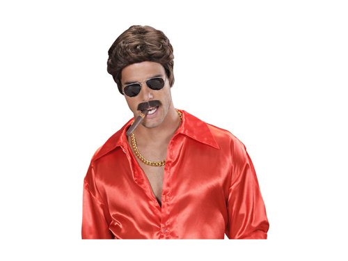 Peruca maro Playboy Dream Hair cu mustață