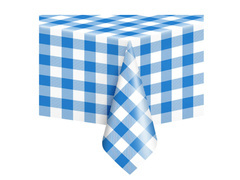 Față de masă albastră și albă în carouri - 137 x 274 cm - 1 buc.