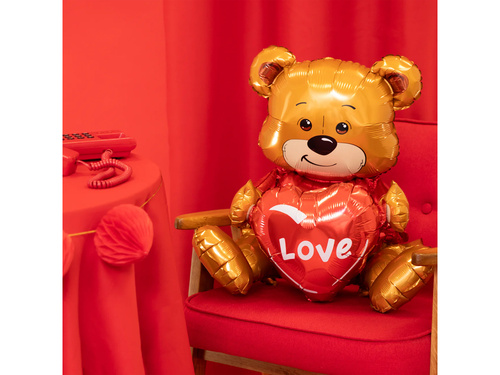 Balon folie ursuleț Teddy cu inimă - 41x50x31 cm - 1 buc.