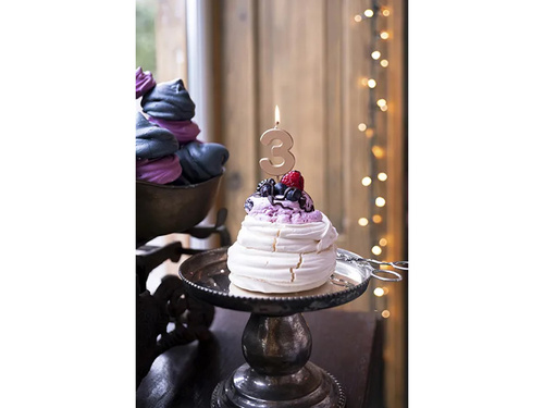 Lumânare numărul trei aur roz - 3 - 1 buc.