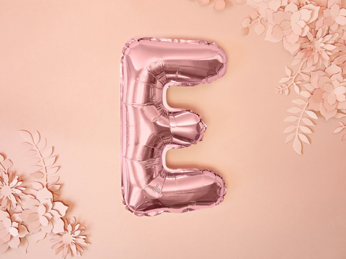 Balon din folie litera "E" roz și auriu - 35 cm