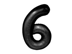 Balon din folie numărul 6 negru - 100 cm - 1 buc.
