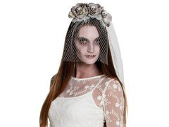 Bentiță cu voal și cranii - 1 buc.