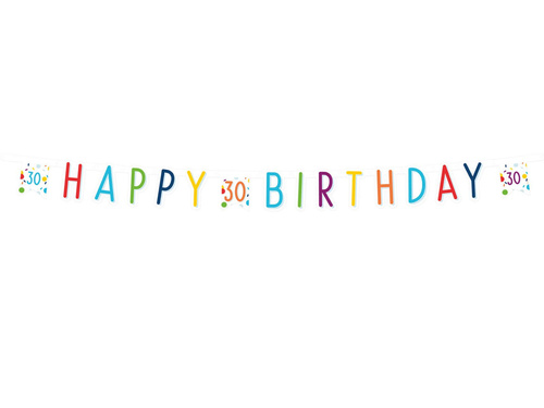 Happy Birthday banner pentru a treizecea Confetti - 180 cm - 1 buc.