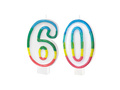 Lumânări numerice cu o margine colorată numărul 60 - 8,5 cm - 2 buc.