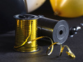 Panglică decorativă pentru baloane - metalică - aurie - 225 m