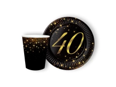 Set de hârtie strălucitoare pentru o petrecere aniversară de 40 de ani - 24 de bucăți