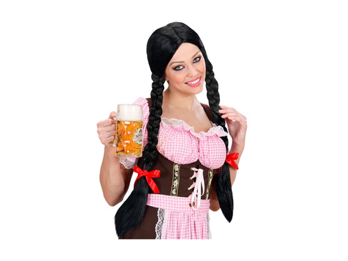 Peruca bavareză neagră cu împletituri