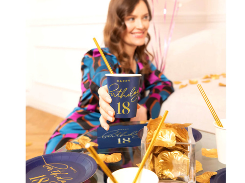 Cupe pentru a 18-a aniversare albastru marin - 220 ml - 6 buc.