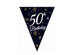 Banner negru cu inscripția 50th Birthday - 270 cm - 1 buc.