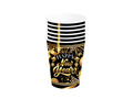 Pahare de hârtie pentru Ajunul Anului Nou Happy New Year negru - 240 ml - 6 buc.