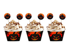 Set decorațiuni pentru cupcake dovleac întunecat - 12 buc.