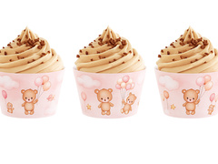 Cupcake cupcakes roz Ursuleți Teddy cu baloane - 6 buc.