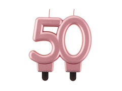 Lumânare aniversare 50 de ani aur roz - 1 buc.