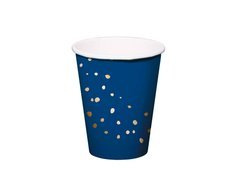Cupe aniversare albastru marin cu pete - 250 ml - 8 buc.
