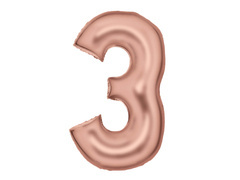 Balon din folie satinată numărul 3 roz auriu - 86 cm - 1 buc.