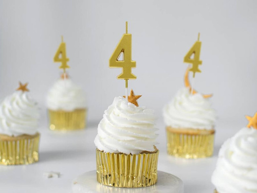 Lumânare cu număr auriu metalic - 4 - patru