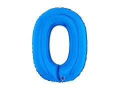 Balon din folie numărul 0 albastru - 26" - 1 buc.