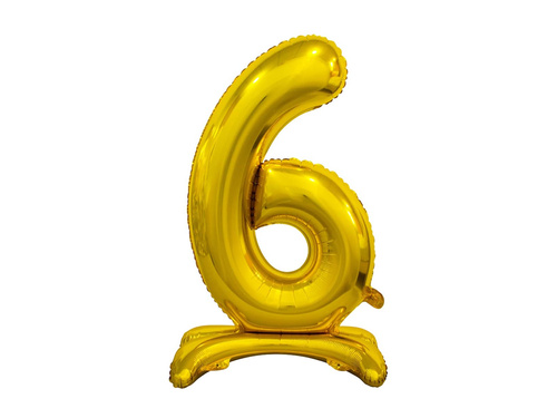 Balon din folie în picioare numărul 6 auriu - 74 cm