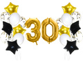 Set baloane aniversare 30 de ani aurii și negre - 21 buc.