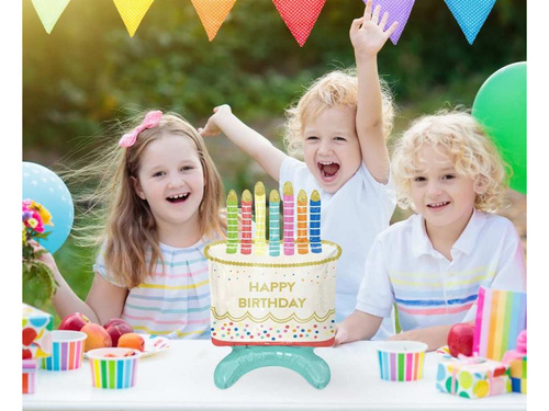 Happy Birthday Cake balon vertical din folie - 33 x 48 x 24 cm - 1 buc.