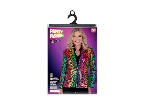 Party Fashion jachetă de petrecere - paiete curcubeu cu imprimeu leopard